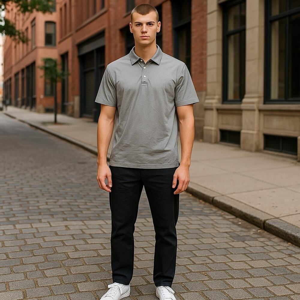 NWOT Kiton Polo Shirt Mens Large Gray Slim Fit Bespoke Modern Cotton Italy Made